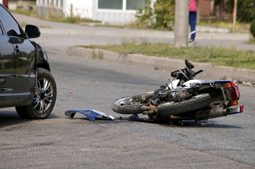 Car and motorcycle collision