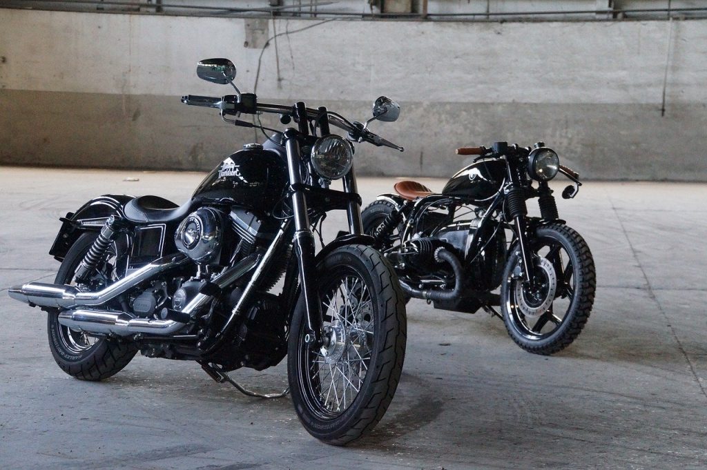 two black motorcycles