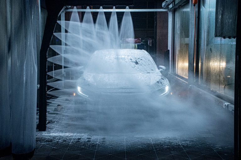 car being cleaned in a car wash