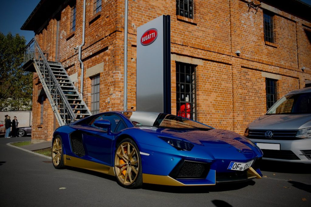 Blue Lamborghini luxury car